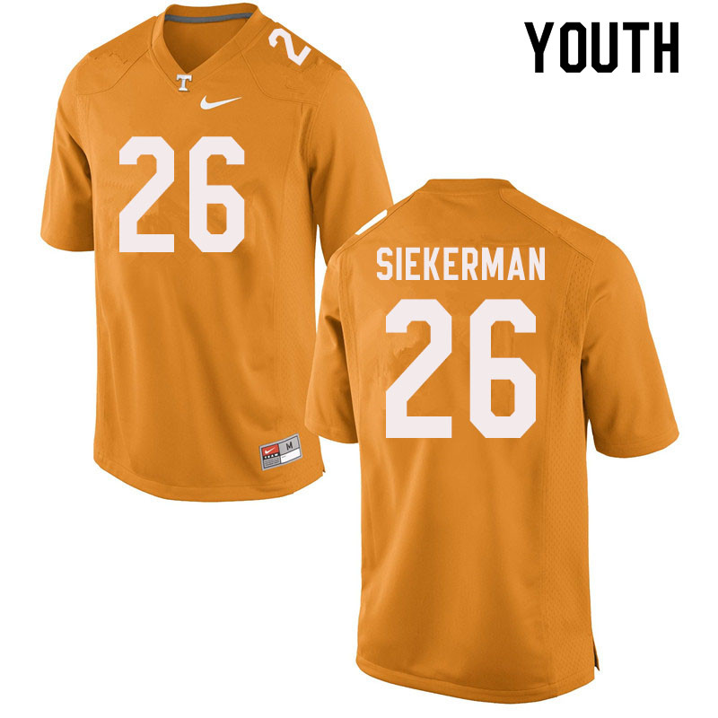 Youth #26 JT Siekerman Tennessee Volunteers College Football Jerseys Sale-Orange